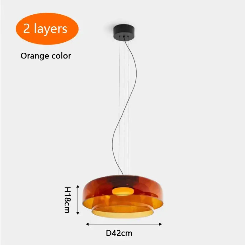 Modern amber layered glass pendant light with orange two-layer colorful glass for stylish decorbites levels colorful lighting