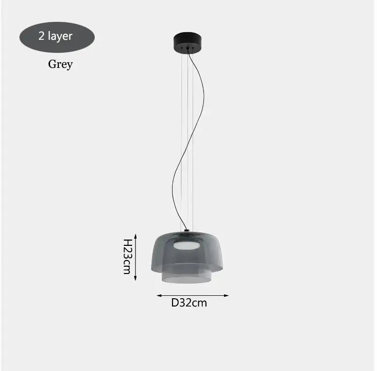 Modern two-layer grey pendant light with translucent glass and minimalist black mount perfect for decorbites levels colorful decor