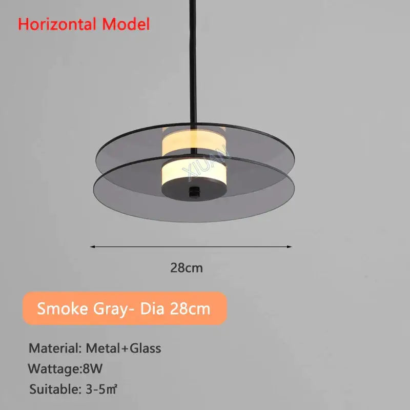 Modern amber smoke gray glass pendant lamp with smoke gray horizontal metal and glass concentric circular shades for dining room decorbites amber smoke