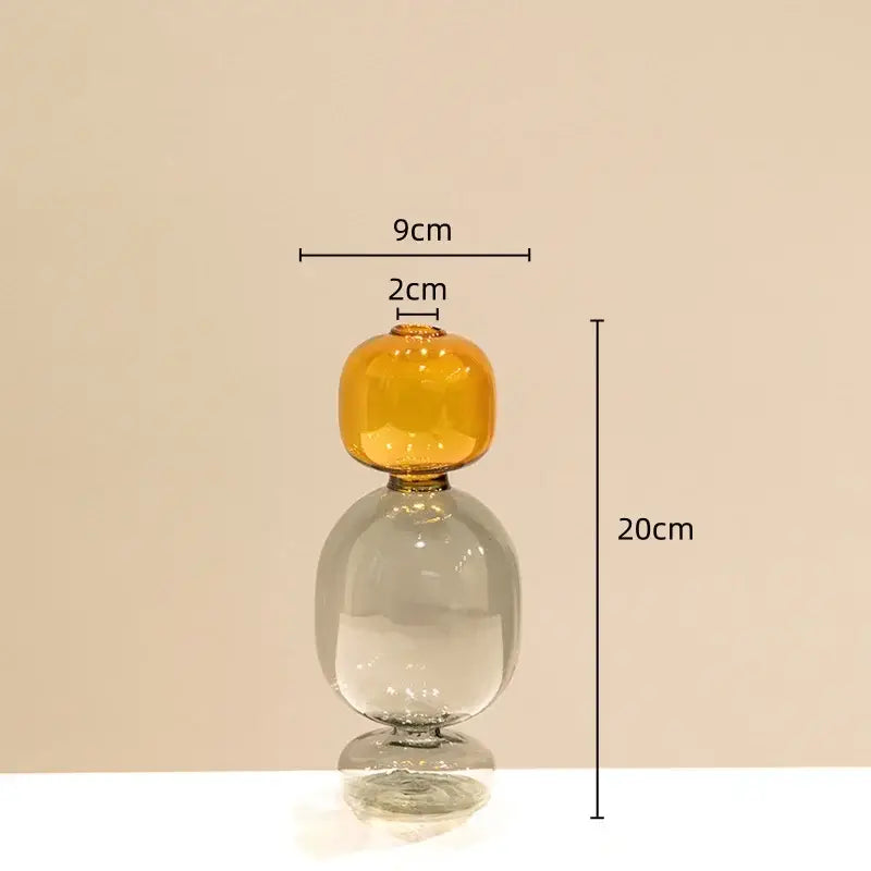 A translucent amber stained glass vase with a rounded base featuring modern double glazing for living room decor