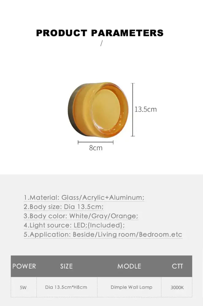 A sleek modern amber and white glass sconce led wall lamp with aluminum trim for living room use