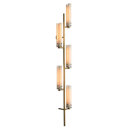Modern amber and white led wall sconce with five frosted glass shades in brass for bedroom decorbites led wall lighting