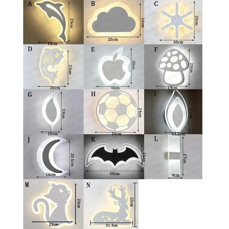 Modern animal acrylic kids led wall lights featuring dolphins clouds mushrooms and more for bedroom decorbites kids led use