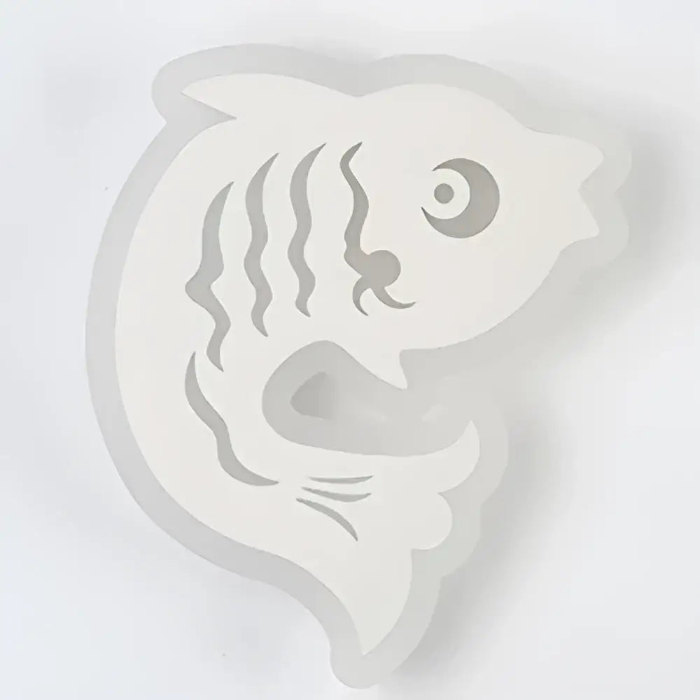 White silicone fish-shaped mold with embossed details for modern decorbites kids led wall light bedroom decor