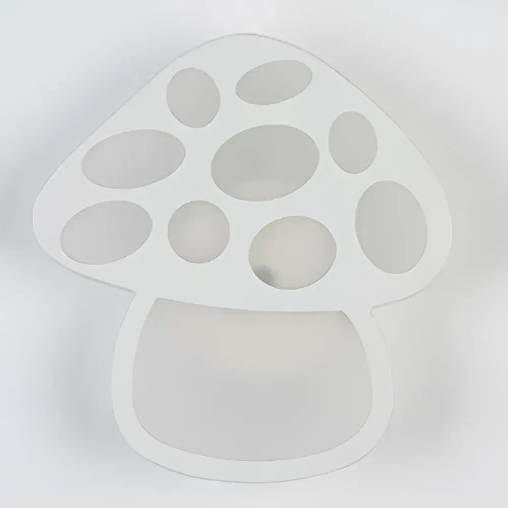 White mushroom-shaped acrylic organizer with oval cutouts for small items in modern animal decorbites kids led wall light