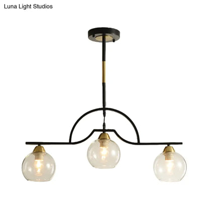 DecorBites™ Modern Arched Island Pendant Light with Clear/White Glass and Black/Brass Finish - 3 Lights