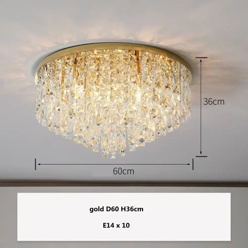 Modern art deco gold crystal steel led ceiling chandelier with circular frame and cascading faceted glass crystals