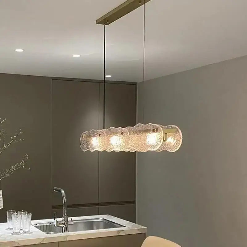 Modern pendant light with textured translucent glass and warm LED illumination for decorbites art glass dining table decor