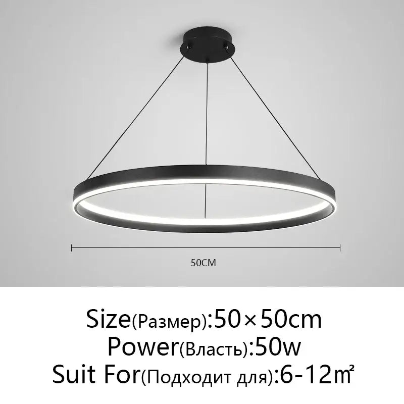 Modern artistic black chandelier led pendant light with sleek minimalist design and 50cm diameter by decorbites artistic black