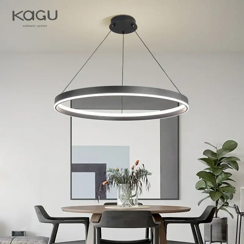 Modern artistic black chandelier living room led pendant light with sleek matte black finish and integrated led ring illumination decorbites artistic black