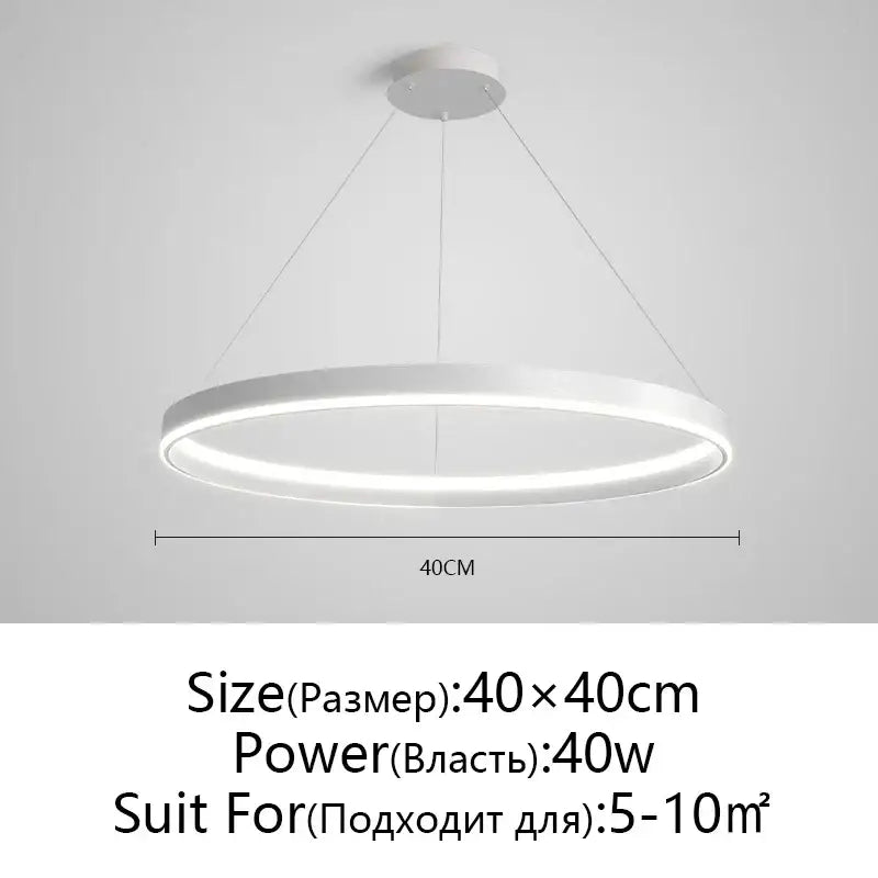 Modern white circular led ceiling light with 40cm diameter complements decorbites artistic black chandelier living room pendant light