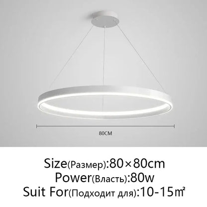 Modern white circular led ceiling light with minimalist design 80cm diameter for decorbites artistic black chandelier