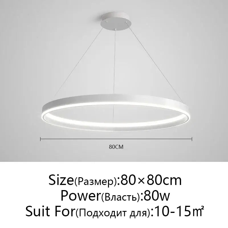 Modern white circular led ceiling light with minimalist design 80cm diameter for decorbites artistic black chandelier