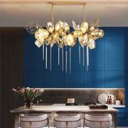 Modern artistic gold decorbites crystal duplex chandelier with dangling glass rods for living room decor