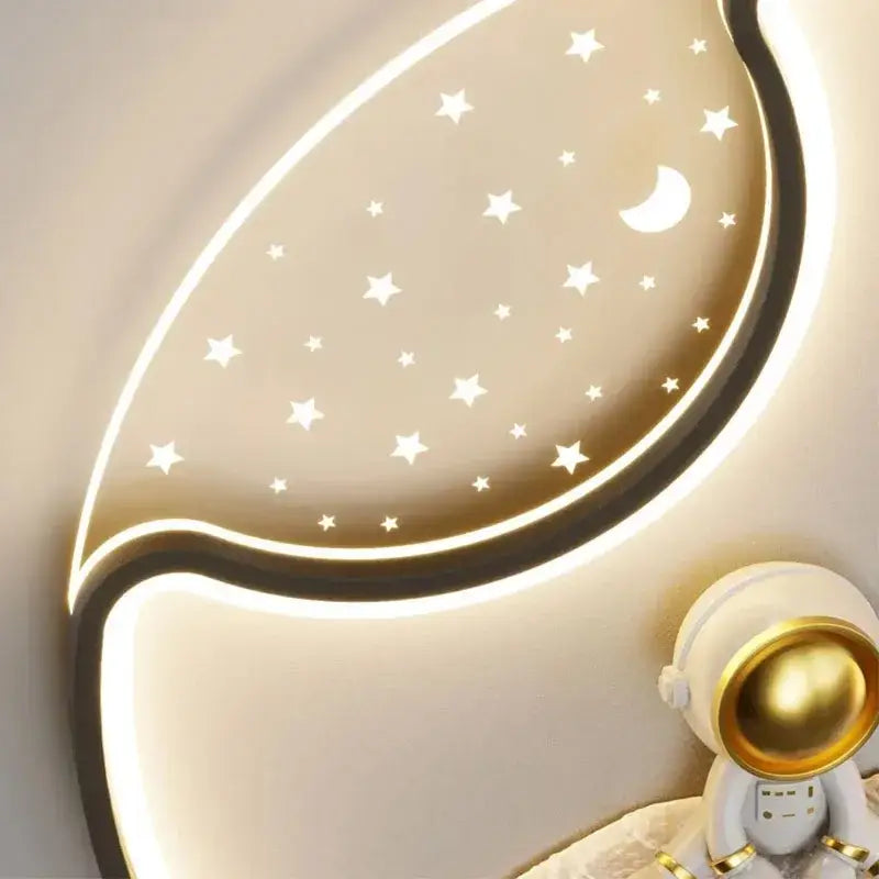 Modern astronaut moonlight led crescent ceiling light with warm glow and star cutouts for kids bedroom decorbites astronaut moonlight