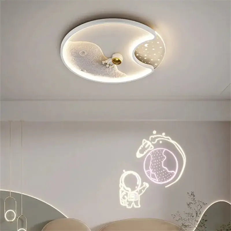 Modern astronaut moonlight led ceiling light white oval with moon and astronaut design for kids bedroom decorbites astronaut moonlight