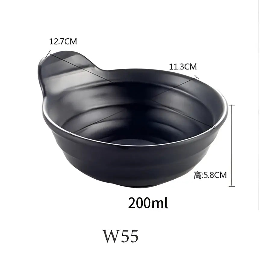 Black ceramic handle bowl 200ml model w55 for dipping sauce by decorbites black melamine plastic dining set