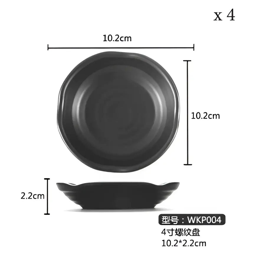 Black ceramic dish with scalloped rim and glossy finish for modern asymmetrical decorbites black melamine plastic dipping sauce