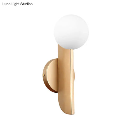 DecorBites™ DecorBites™ Modern Ball Wall Sconce - Matte White Glass, Gold Mount - 1 Light Fixture