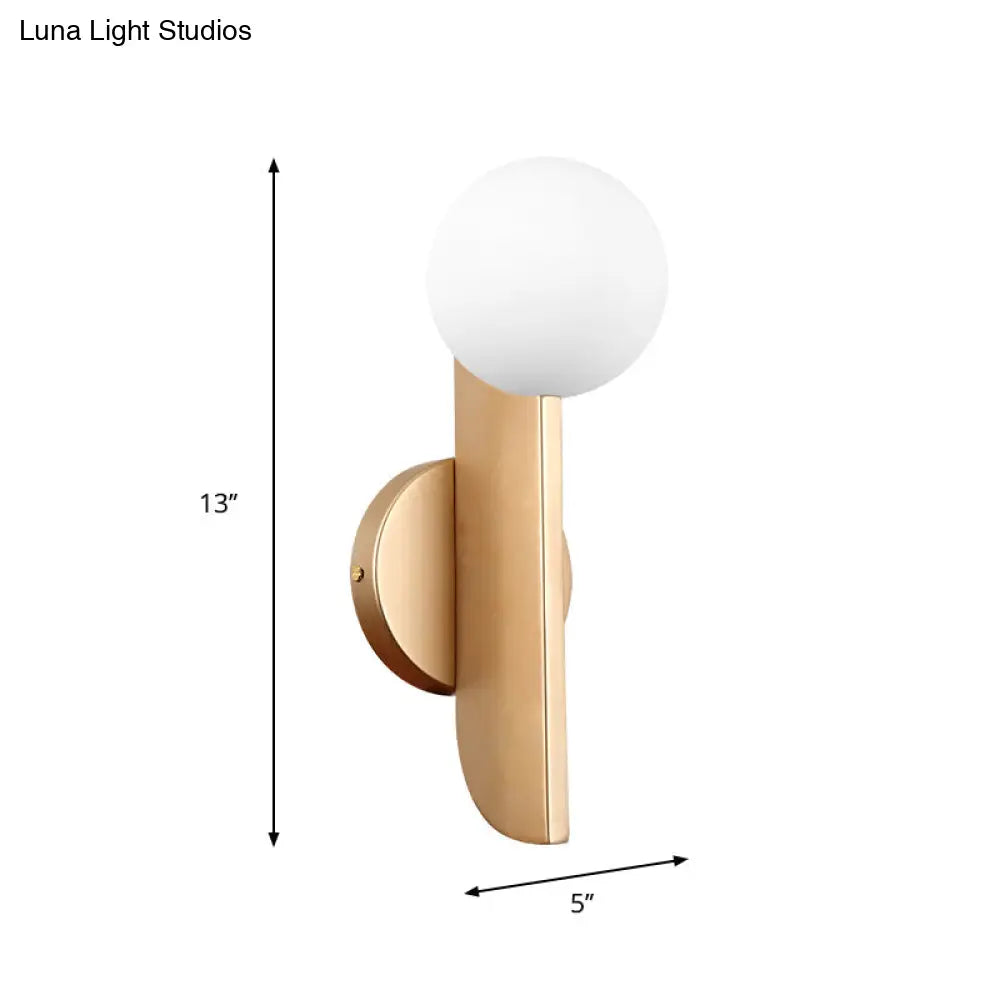DecorBites™ DecorBites™ Modern Ball Wall Sconce - Matte White Glass, Gold Mount - 1 Light Fixture