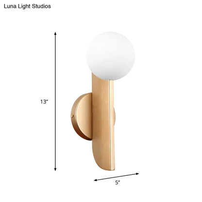 DecorBites™ DecorBites™ Modern Ball Wall Sconce - Matte White Glass, Gold Mount - 1 Light Fixture
