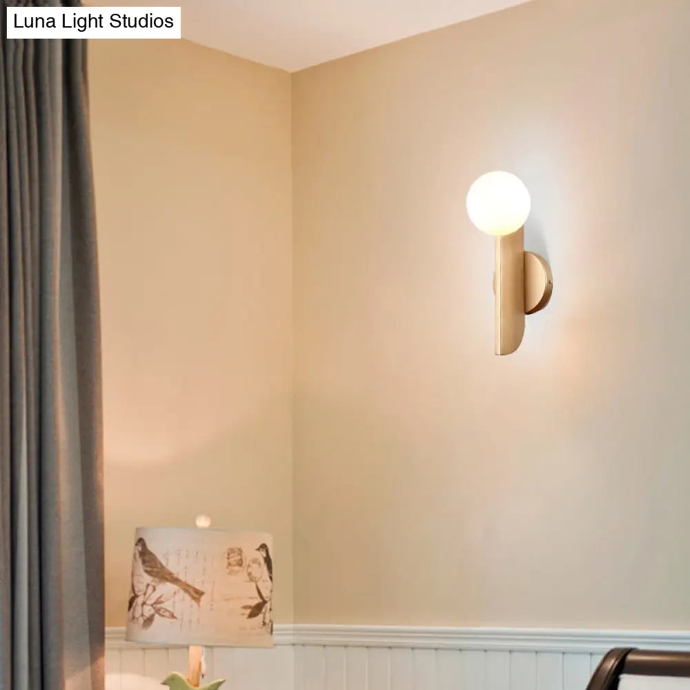DecorBites™ DecorBites™ Modern Ball Wall Sconce - Matte White Glass, Gold Mount - 1 Light Fixture