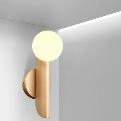 DecorBites™ DecorBites™ Modern Ball Wall Sconce - Matte White Glass, Gold Mount - 1 Light Fixture