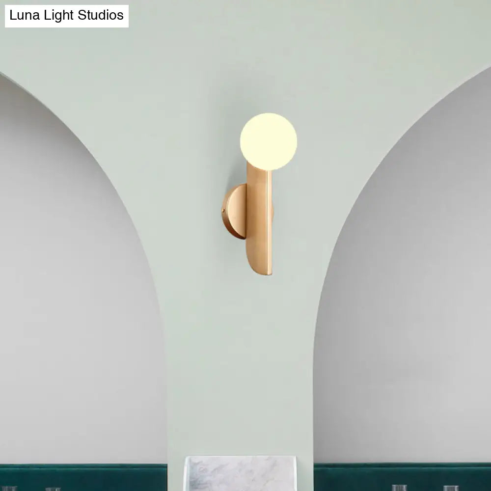 DecorBites™ DecorBites™ Modern Ball Wall Sconce - Matte White Glass, Gold Mount - 1 Light Fixture