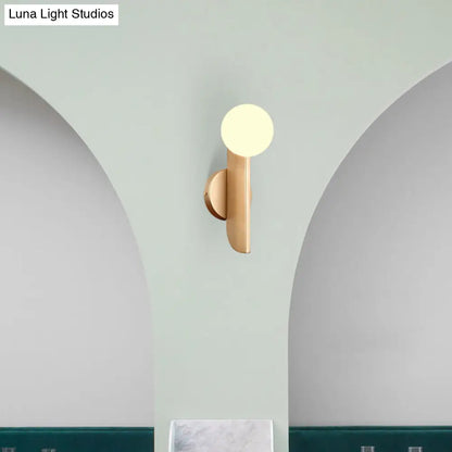 DecorBites™ DecorBites™ Modern Ball Wall Sconce - Matte White Glass, Gold Mount - 1 Light Fixture