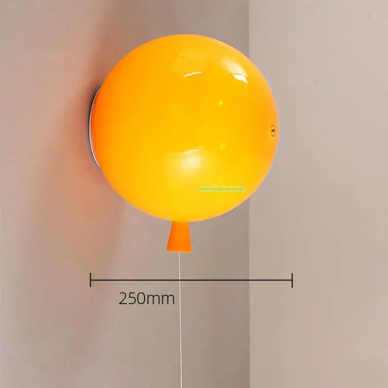 Vibrant yellow balloon wall light with glossy finish and orange nozzle modern bedroom sconce balloon wall light