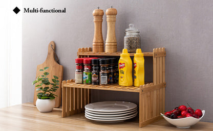 Modern Bamboo 2-Tier Plant Display Stand