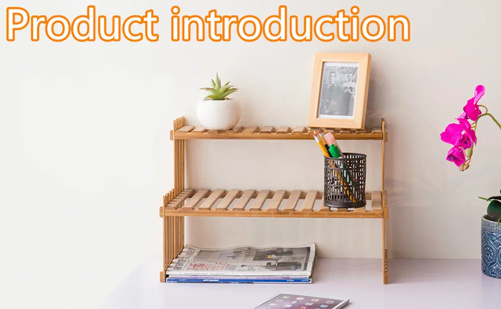 Modern Bamboo 2-Tier Plant Display Stand