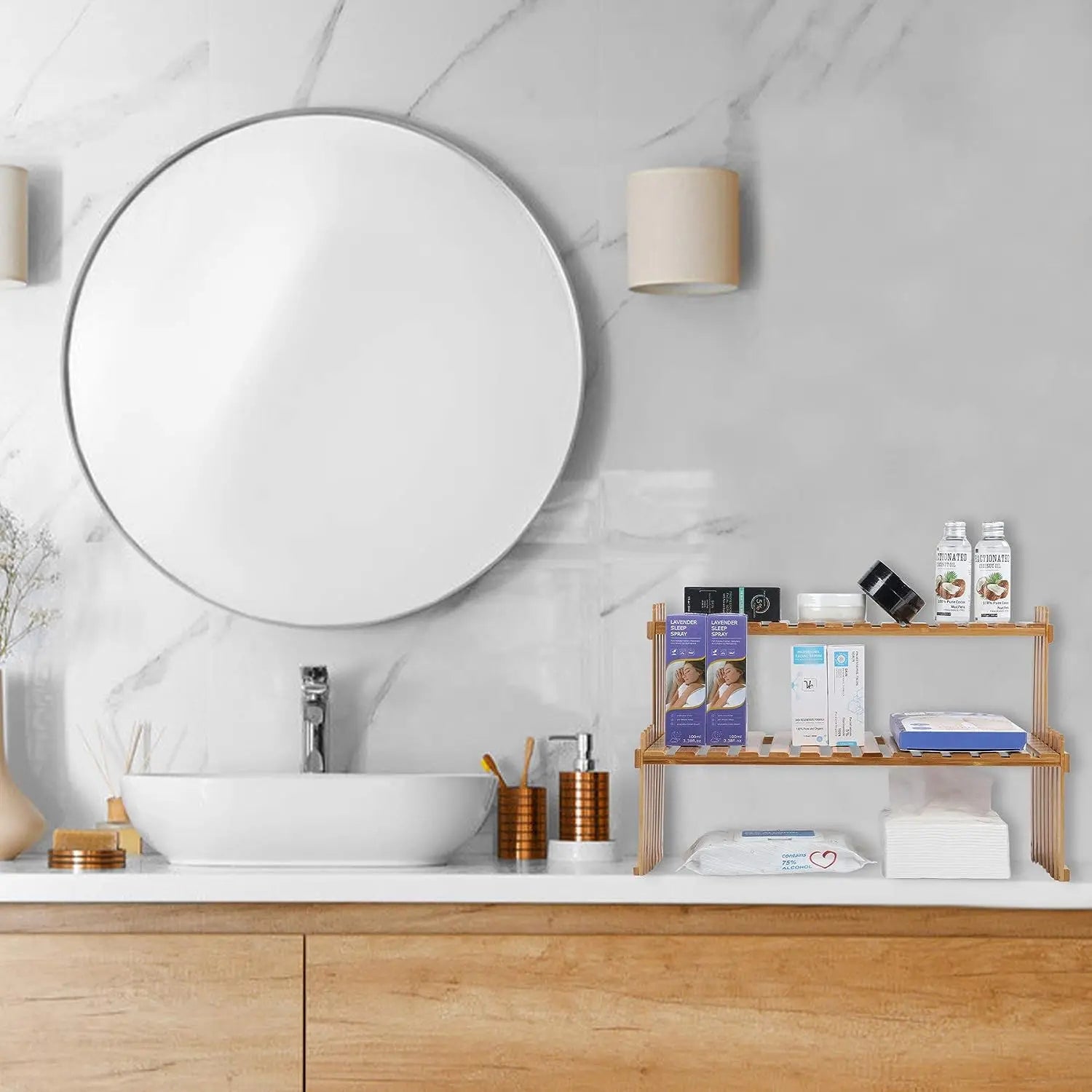 Modern Bamboo 2-Tier Plant Display Stand