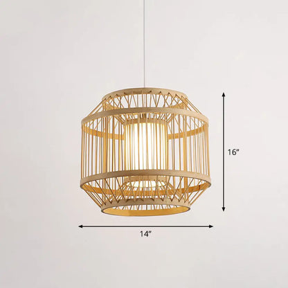 Modern Bamboo Hanging Pendant Light - Elegant Single Restaurant Ceiling Lamp in Wood