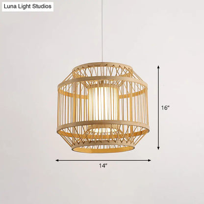 Modern Bamboo Hanging Pendant Light - Elegant Single Restaurant Ceiling Lamp in Wood