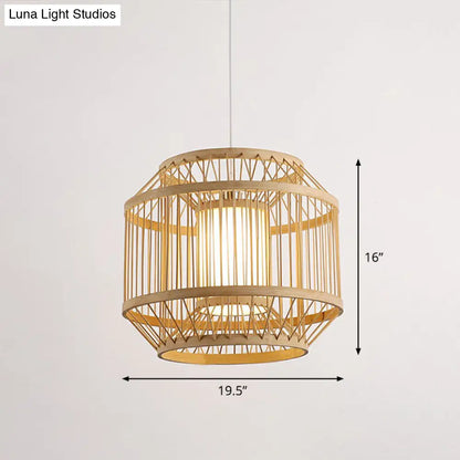 Modern Bamboo Hanging Pendant Light - Elegant Single Restaurant Ceiling Lamp in Wood