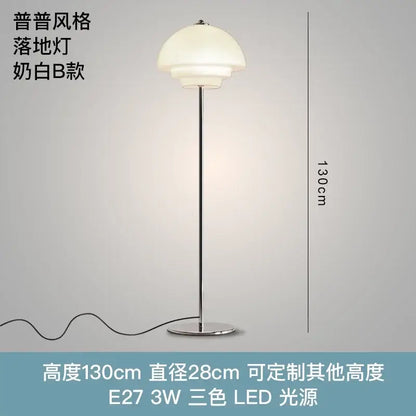 Modern bauhaus cream glass floor lamp with milk-white dome shade and chrome pole for living room decorbites cream glass lighting