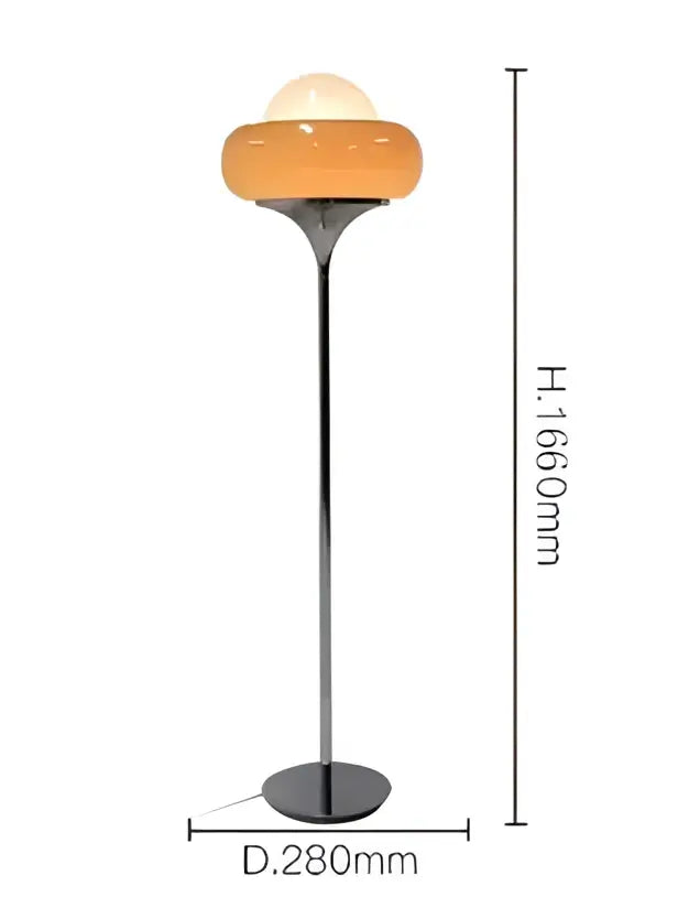 Orange glass modern bauhaus table lamp with sleek chrome stand and circular base for decorbites guzzini modern decor