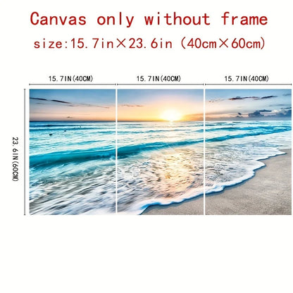 Modern Beach Sunset Canvas Wall Art Set - Posters