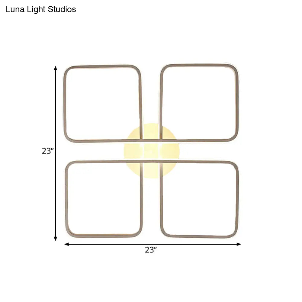 Lámpara de techo LED semiempotrada DecorBites™ moderna para dormitorio, marco metálico cuadrado, luz cálida/blanca