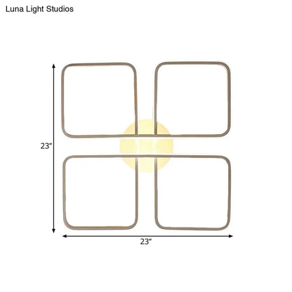Lámpara de techo LED semiempotrada DecorBites™ moderna para dormitorio, marco metálico cuadrado, luz cálida/blanca