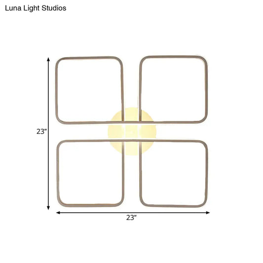 Lámpara de techo LED semiempotrada DecorBites™ moderna para dormitorio, marco metálico cuadrado, luz cálida/blanca