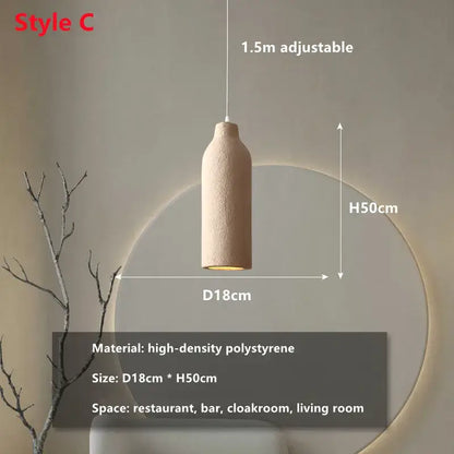 Modern beige cement led chandelier pendant light featuring a beige textured high-density polystyrene decorbites cement led design