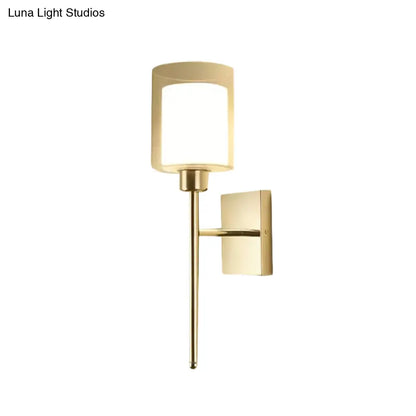 Aplique cilíndrico moderno DecorBites™ color beige/cromo con 1 luz, cristal ahumado/transparente, montaje en pared - Opciones de interruptor disponibles