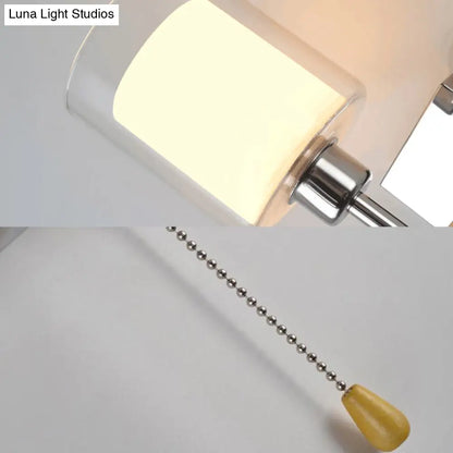 Aplique cilíndrico moderno DecorBites™ color beige/cromo con 1 luz, cristal ahumado/transparente, montaje en pared - Opciones de interruptor disponibles