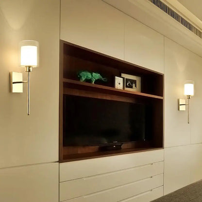 Aplique cilíndrico moderno DecorBites™ color beige/cromo con 1 luz, cristal ahumado/transparente, montaje en pared - Opciones de interruptor disponibles