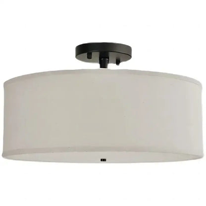 Modern beige decorbites country fabric led ceiling light with a sleek white fabric shade and matte black metal mount