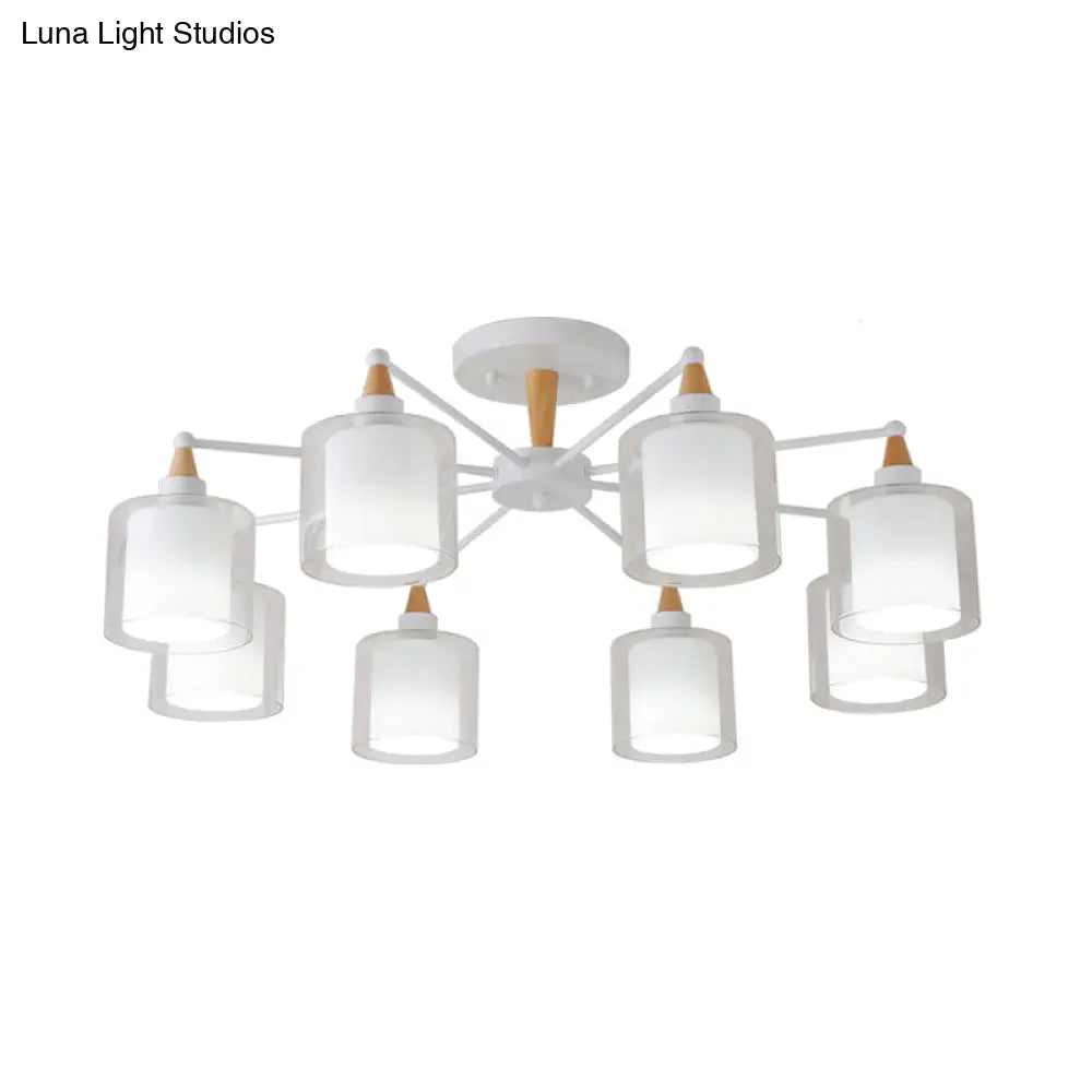 ديكوربايتس™ ديكوربايتس™ حامل مدمج حديث باللون البيج مع 8 رؤوس زجاجية شفافة وبيضاء