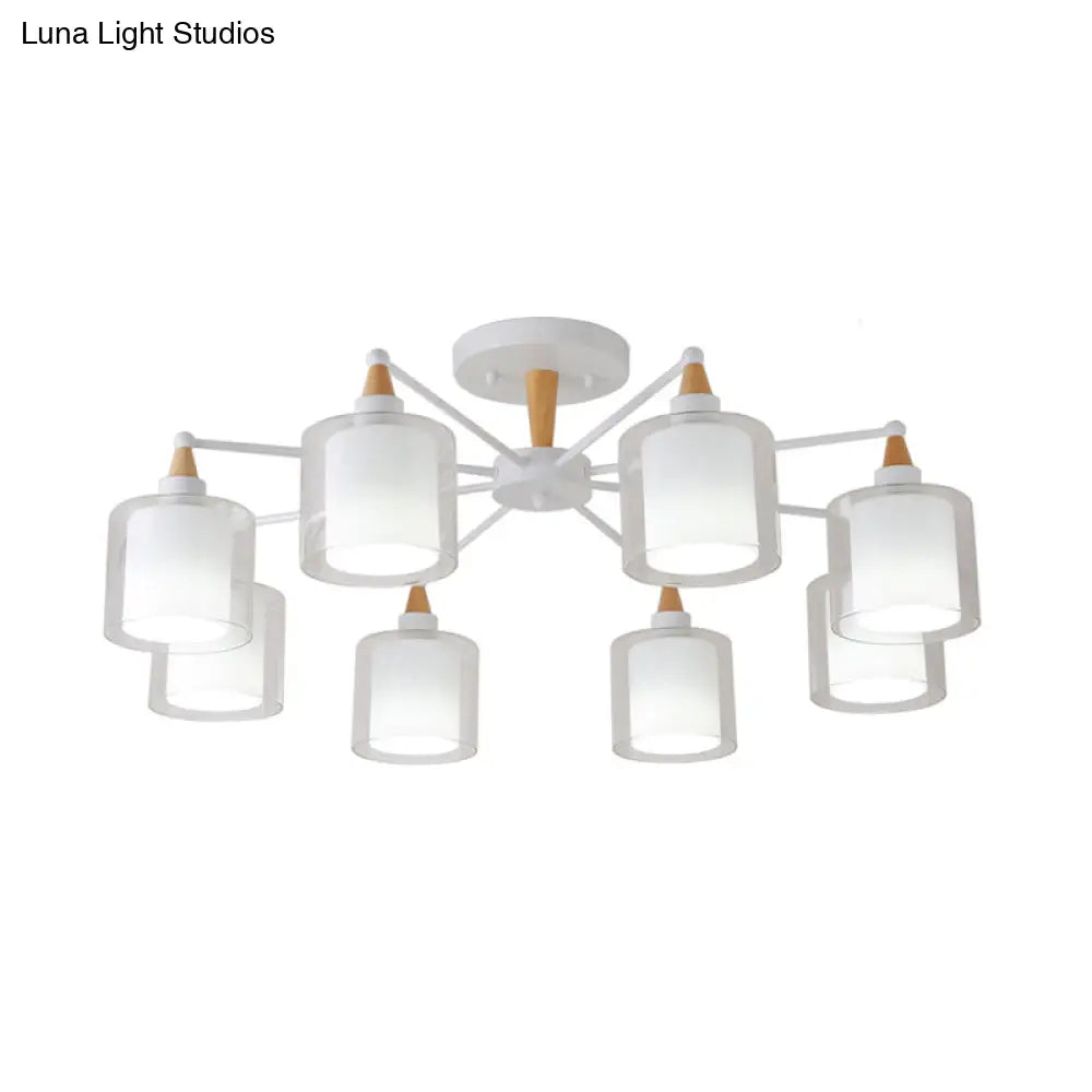 ديكوربايتس™ ديكوربايتس™ حامل مدمج حديث باللون البيج مع 8 رؤوس زجاجية شفافة وبيضاء