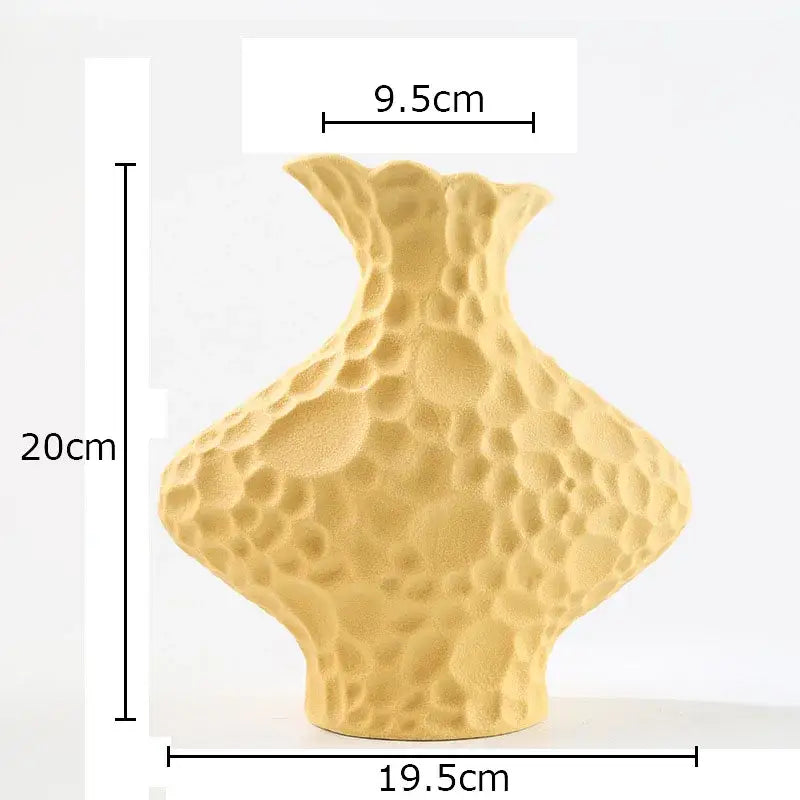 Modern beige frosted ceramic vase with textured bubble surface and flared neck for living room decorbites frosted decor